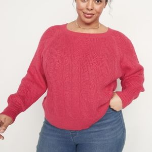 Red cableknit sweater tall